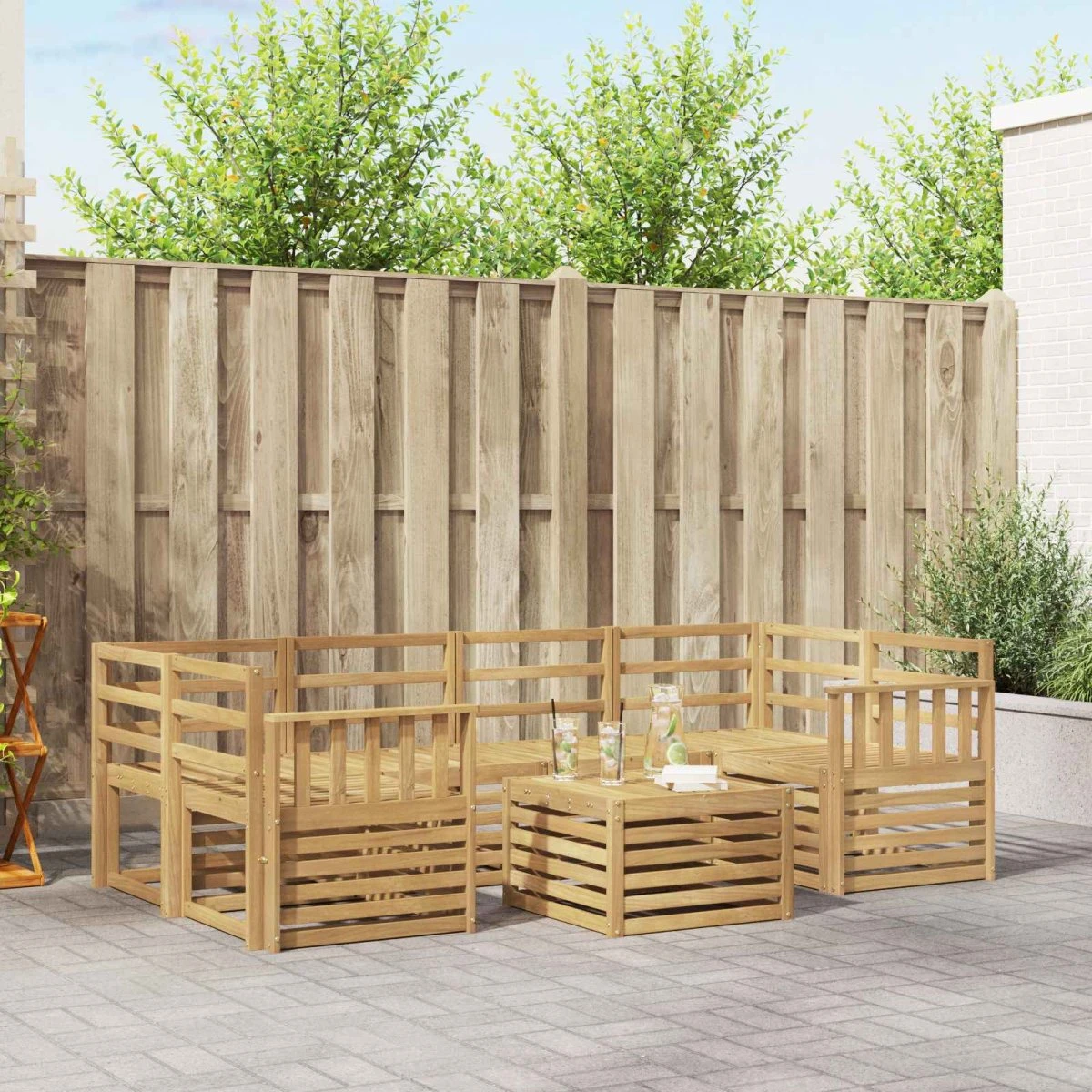 vidaXL Udendørs sofagruppe 7 stk. i hvidt massivt akacietræ
