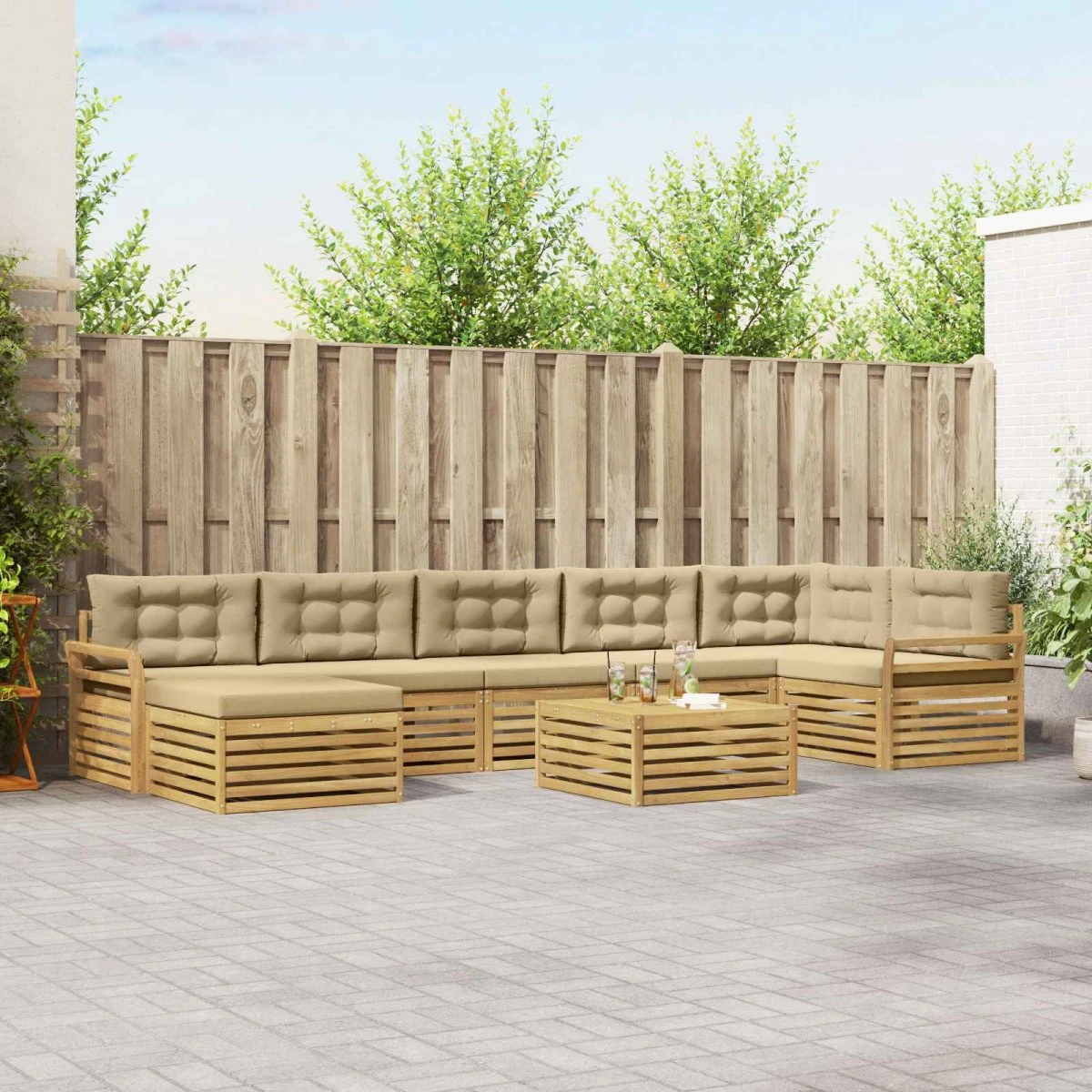 vidaXL Udendørs sofagruppe 8 stk. Hvid og Beige