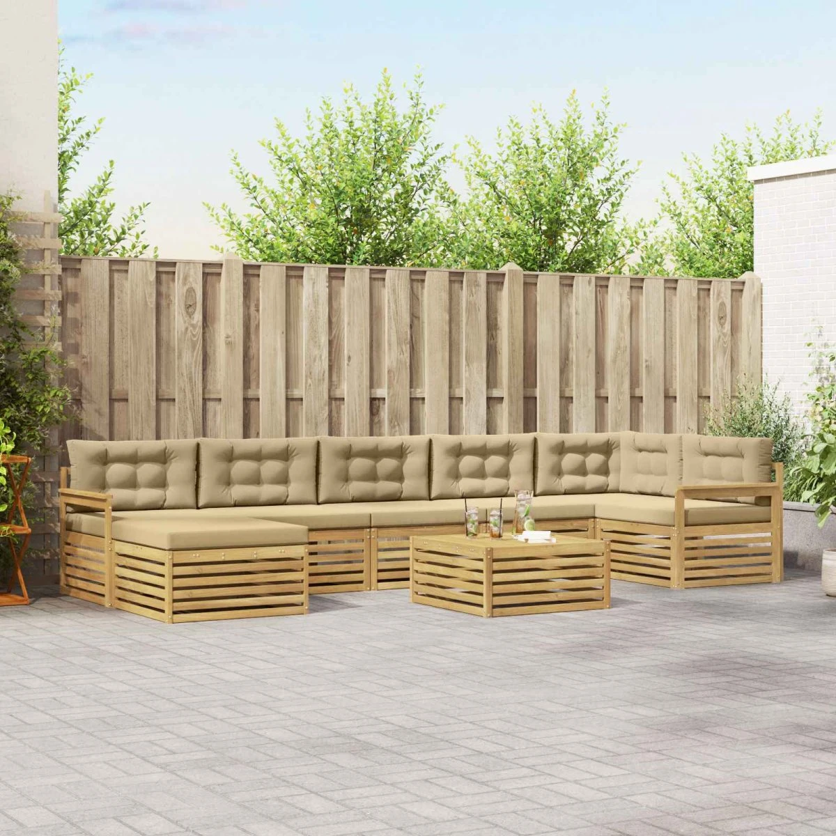 vidaXL Udendørs sofagruppe 8 stk. Hvid og Beige