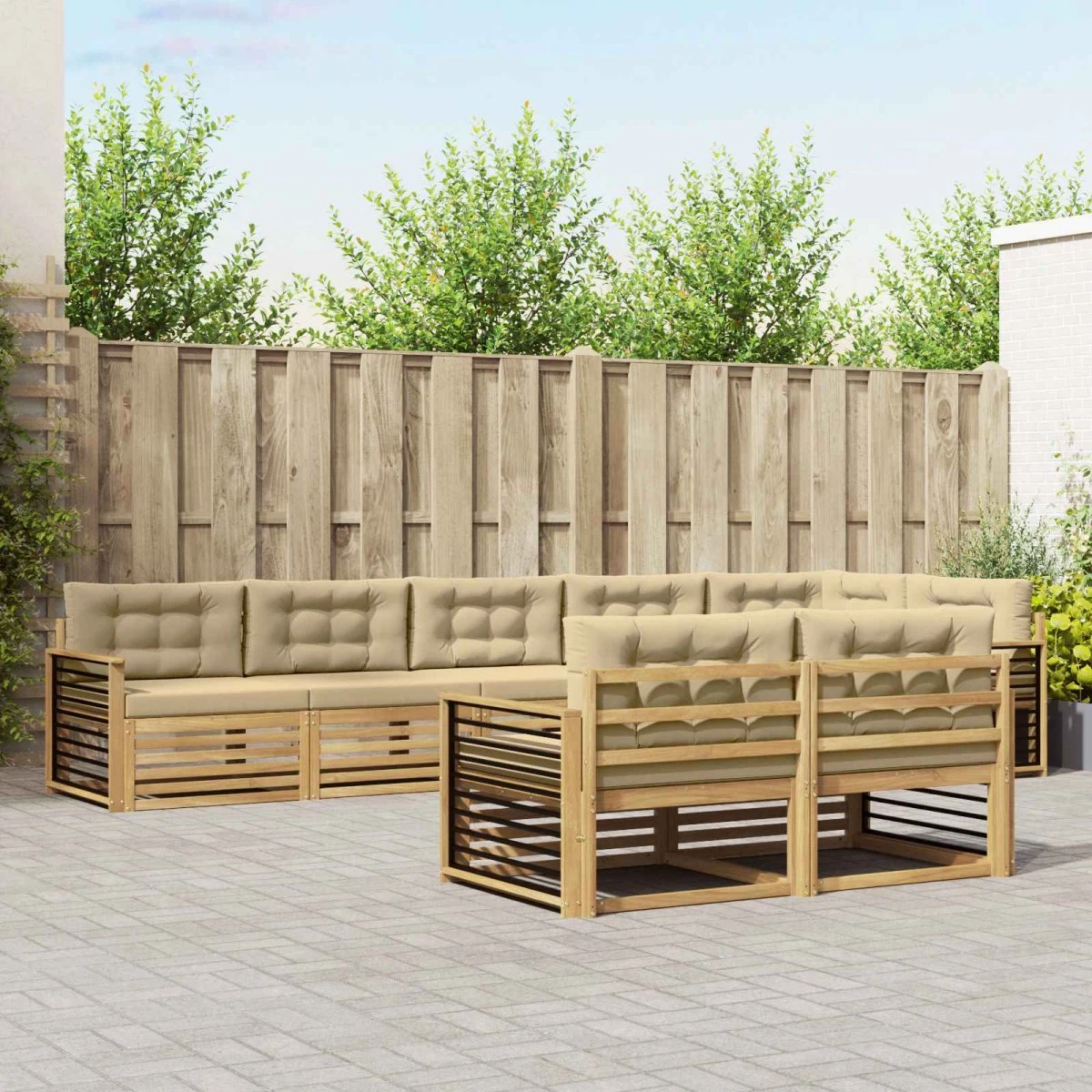 vidaXL Udendørs sofagruppe 8 stk. i akacietræ, hvid og beige