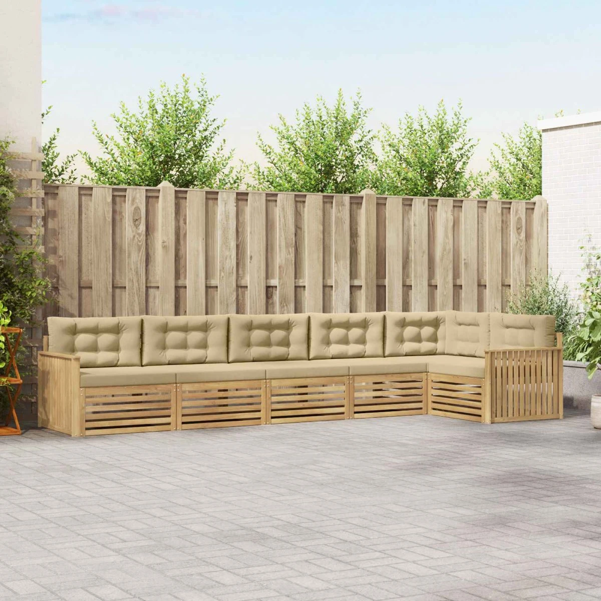 vidaXL Udendørs sofagruppe 6 stk. Hvid og Beige
