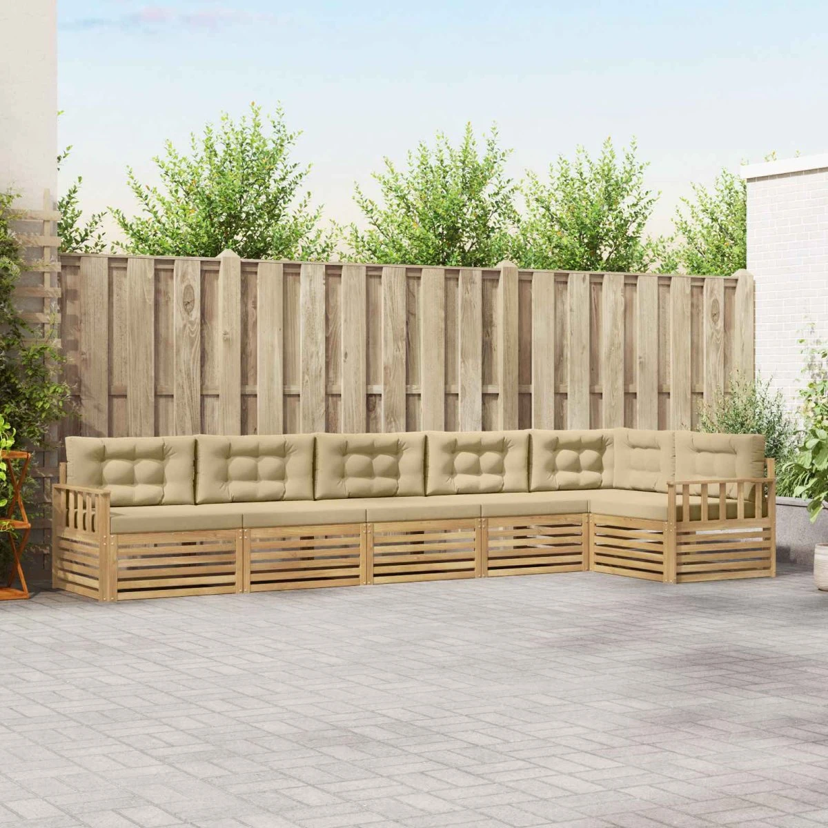 vidaXL Udendørs sofagruppe 6 stk. i akacietræ, hvid og beige