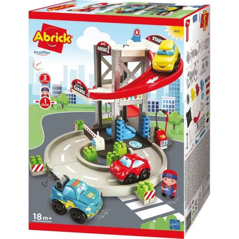 Ecoiffier Abrick Parkeringshus med 3 Biler