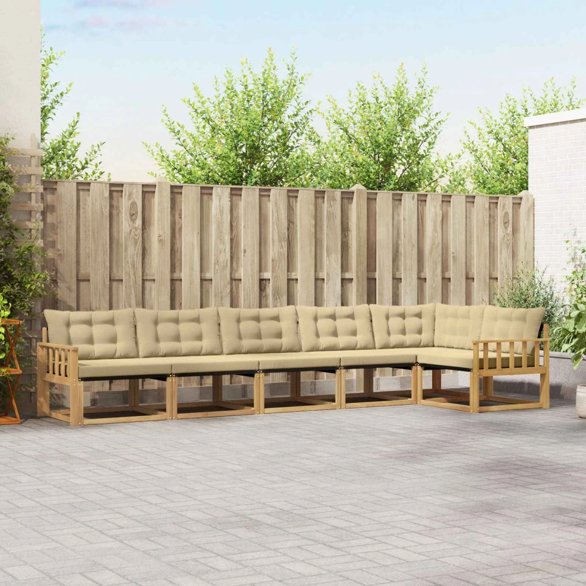 vidaXL Udendørs sofagruppe 6 stk. Hvid og Beige