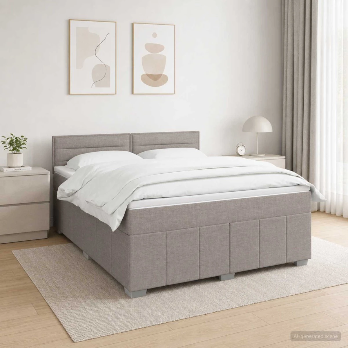 vidaXL LED Boxspringseng med madras, 140 x 200 cm, Gråbrun