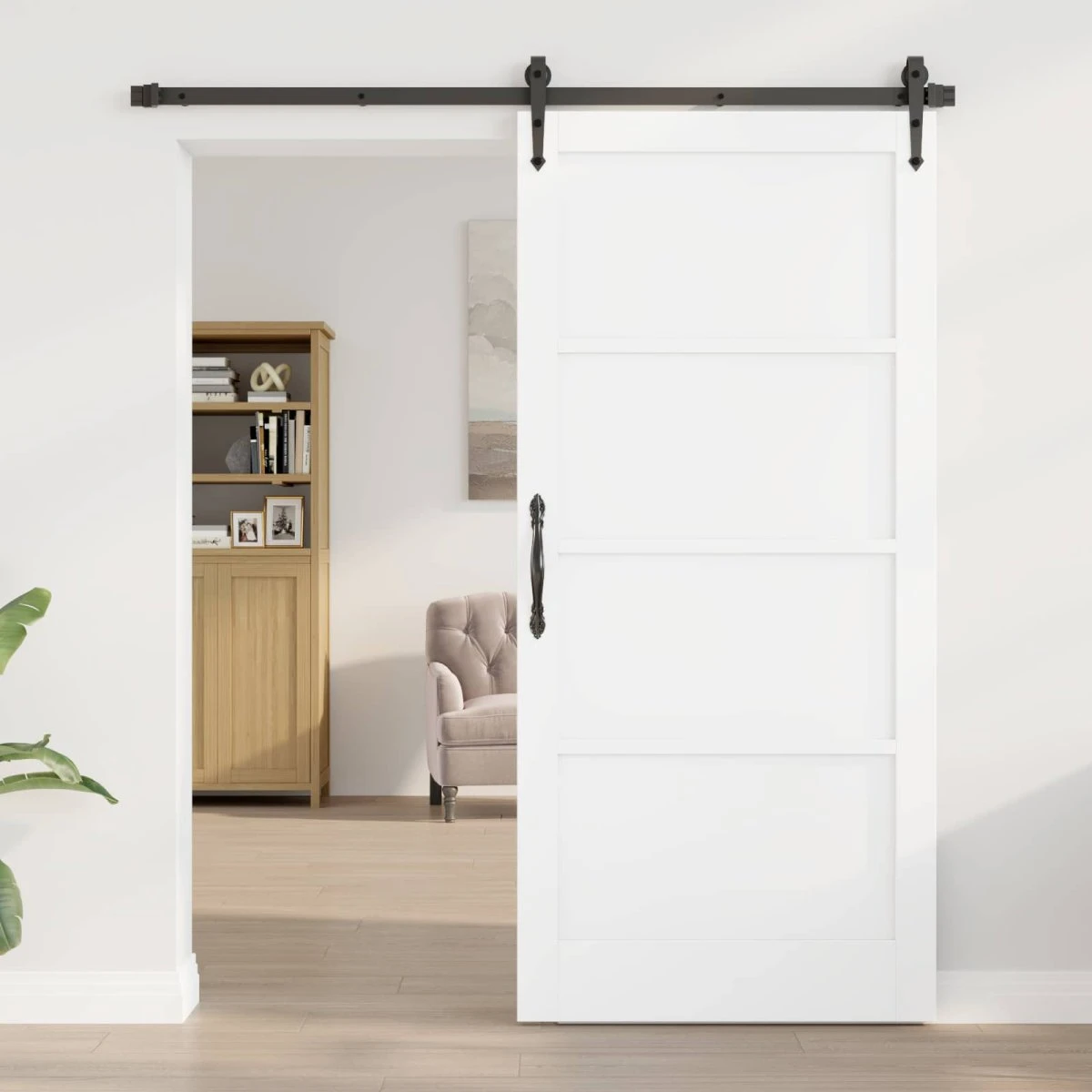 vidaXL Indvendig Skydedør 93 x 202 cm Krydsfinér Hvid