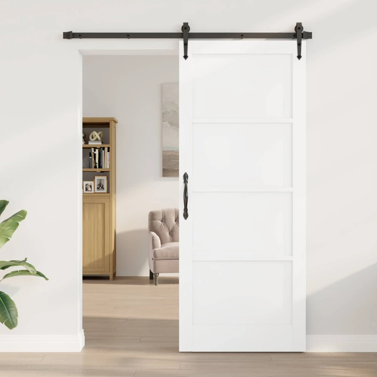vidaXL Indvendig Skydedør 86 x 211 cm Hvid Krydsfinér