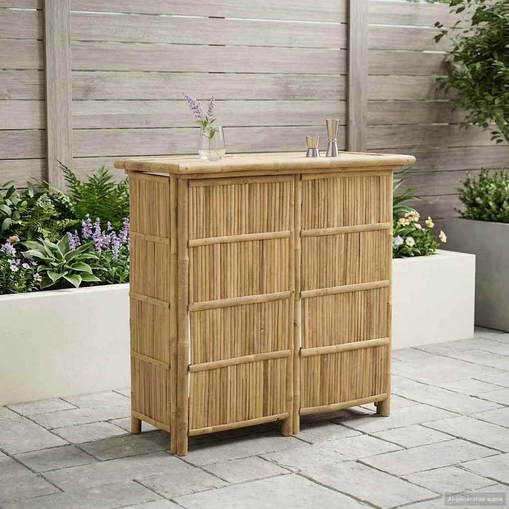 vidaXL Udendørs barbord i bambus, naturfarvet 115 x 55 x 105 cm