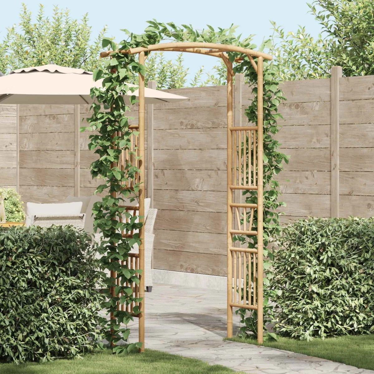 vidaXL Havebue i Bambus, Naturfarvet, 110 x 40 x 205 cm