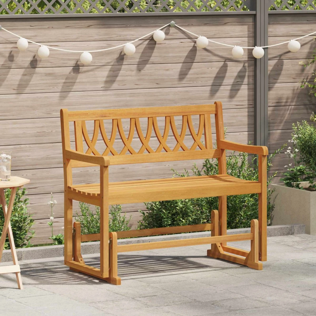 vidaXL Havestol Gliderbænk i Akacietræ, Naturfarvet 110x59x97 cm
