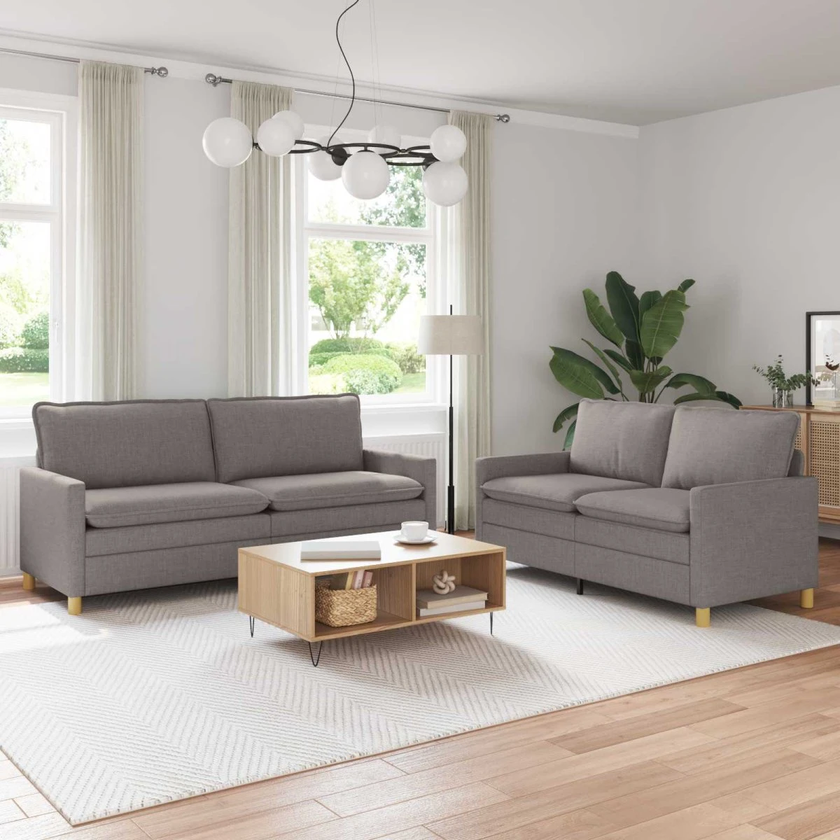 vidaXL Sofasæt 2 stk. i gråbrunt stof
