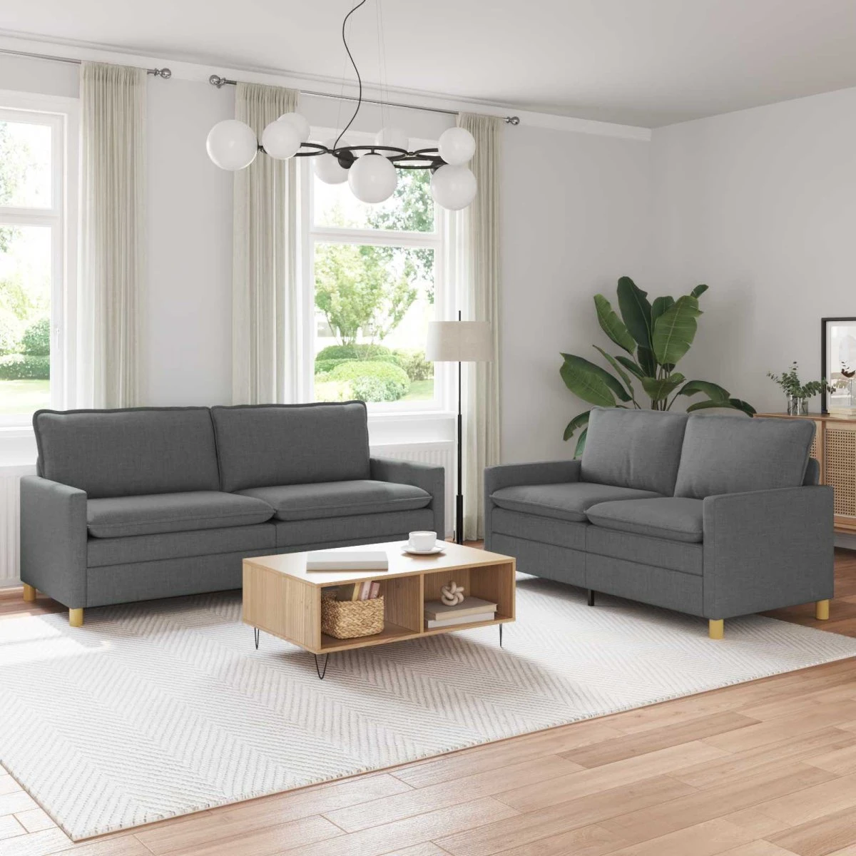 vidaXL Sofasæt 2 stk. i mørkegråt stof