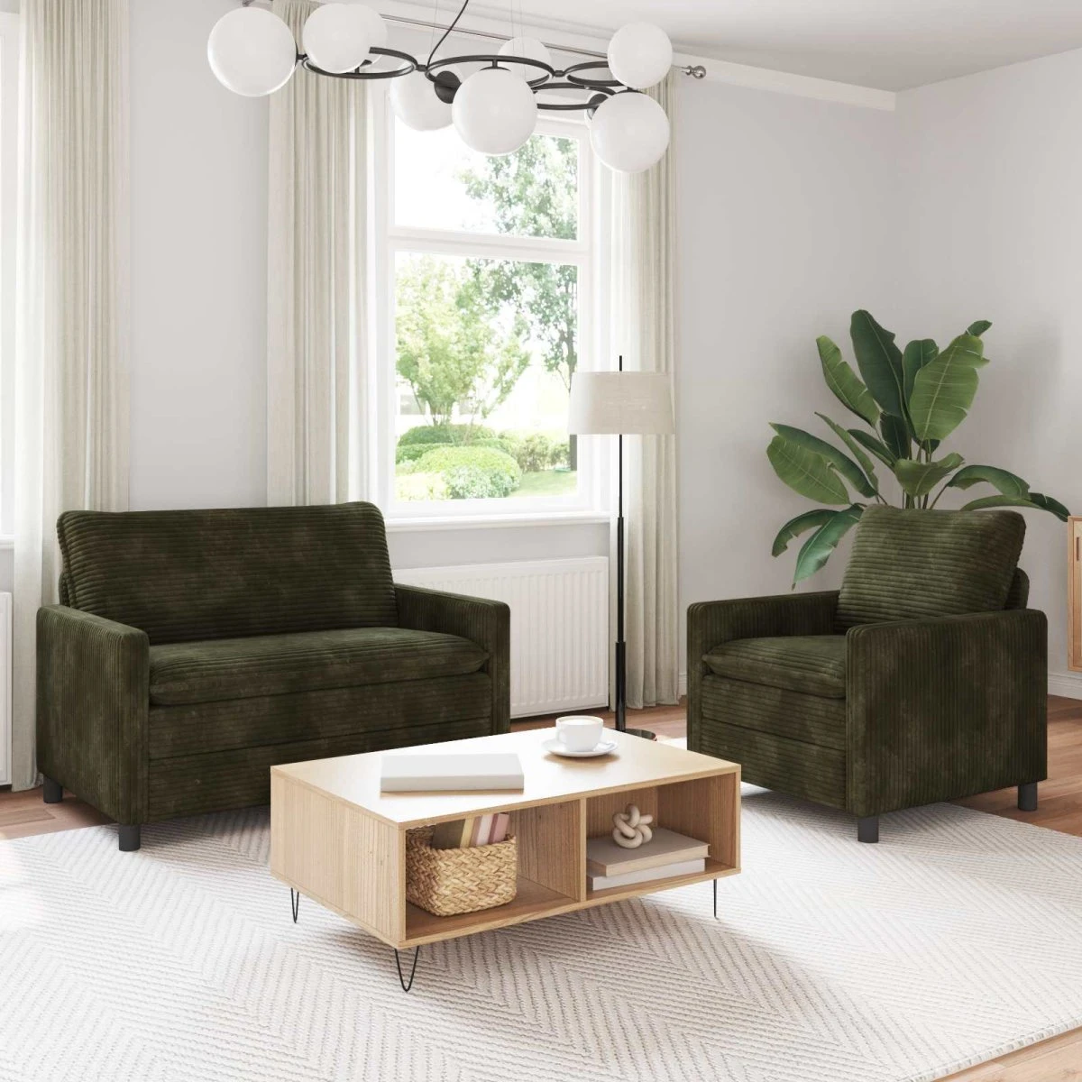 vidaXL Sofasæt 2 stk. i Grøn Polyester