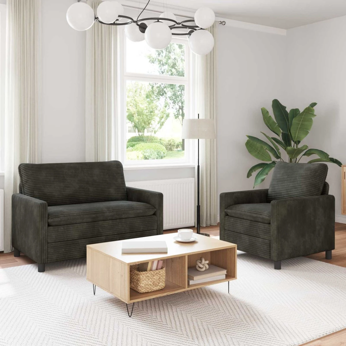 vidaXL Sofasæt 2 stk. Antracit Polyester