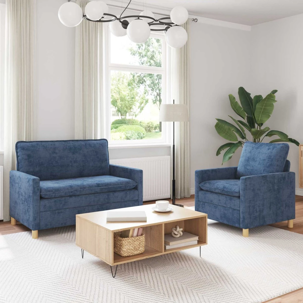 vidaXL Sofasæt 2 dele i blå polyester