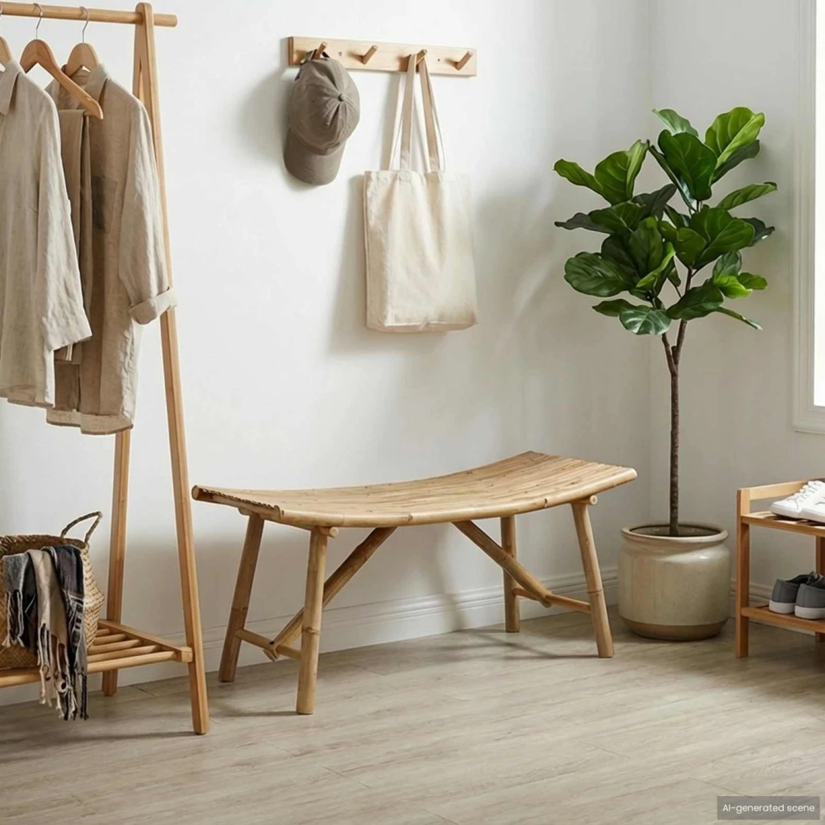 vidaXL Havebænk i bambus, 110 x 45 x 50 cm, naturfarvet