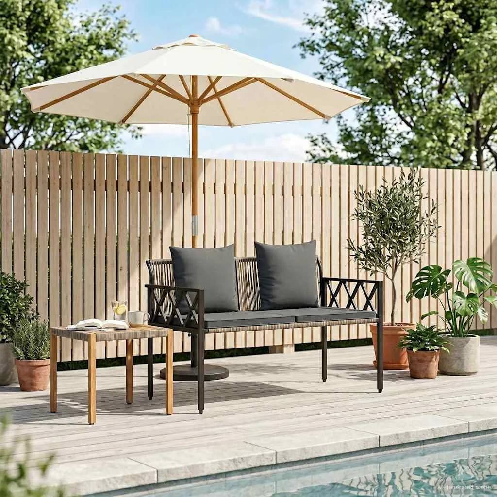 vidaXL 2-personers udendørs bænk i polyrattan, 116 x 56 x 75 cm