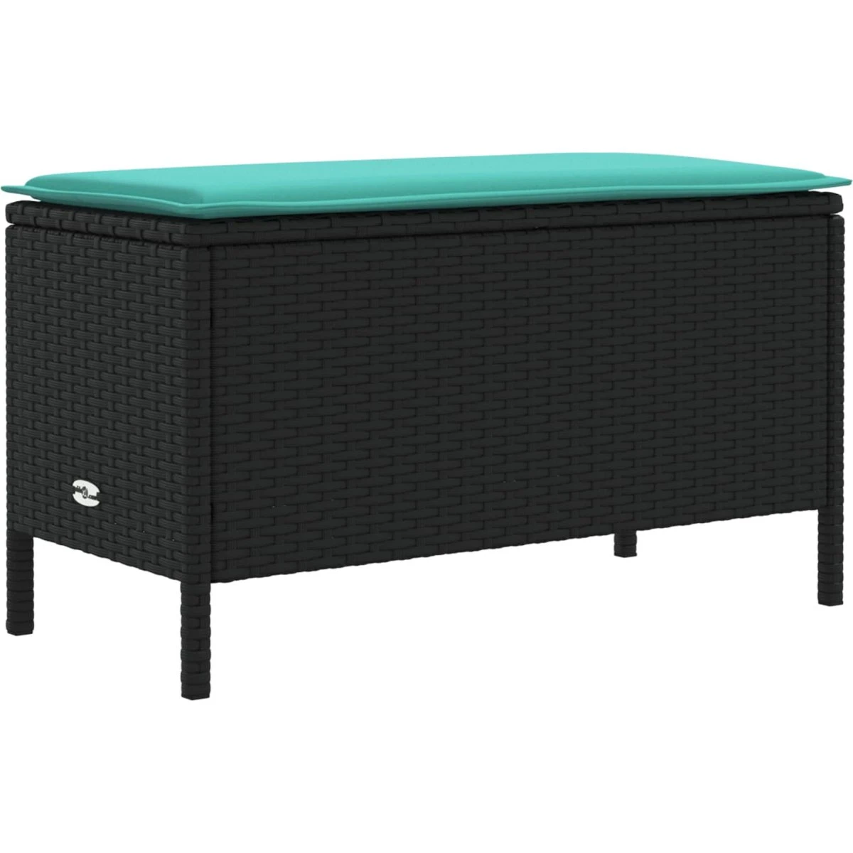 vidaXL Havepuf med pude, Sort/Turkis, 80 x 38 x 42 cm PE Rattan