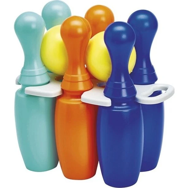 Bowlingsæt til børn – 6 farverige kegler + kugle