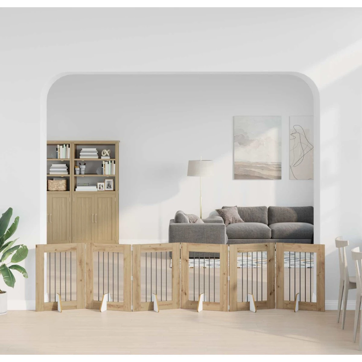 vidaXL Sammenklappeligt hundegitter 6 stk. Artisan-eg