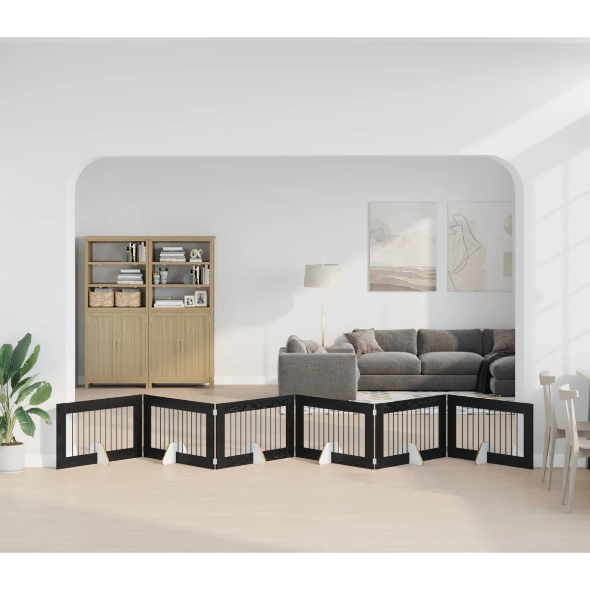 vidaXL Sammenklappeligt hundegitter 6 stk. Sort eg 602 cm