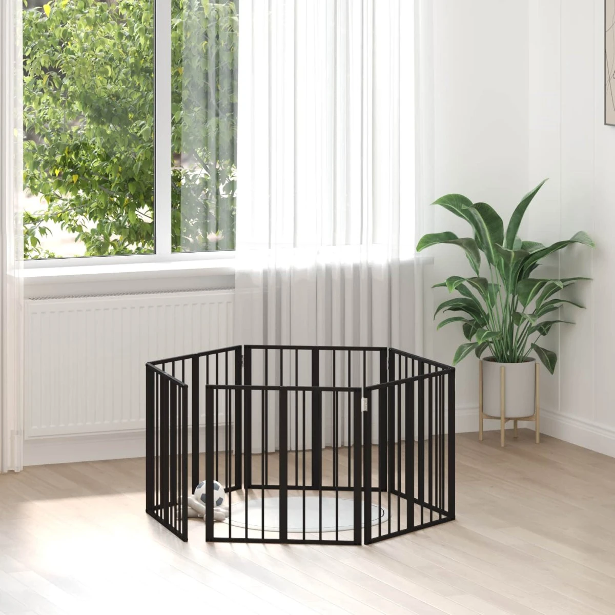 vidaXL Hundegitter 6 stk. Sort 60 x 60 cm Galvaniseret stål