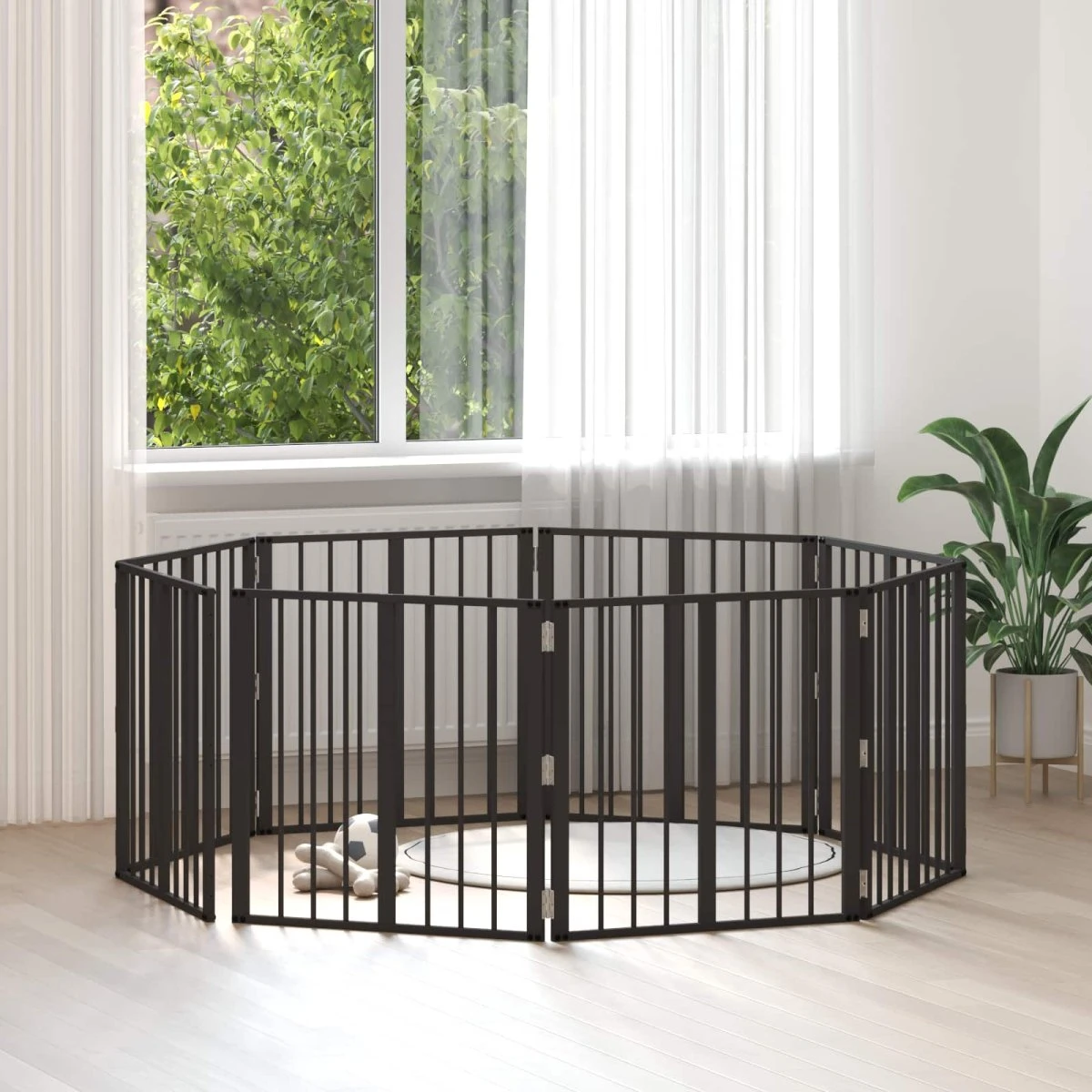 vidaXL Hundegitter 8 stk. Sort 60 x 60 cm i galvaniseret stål