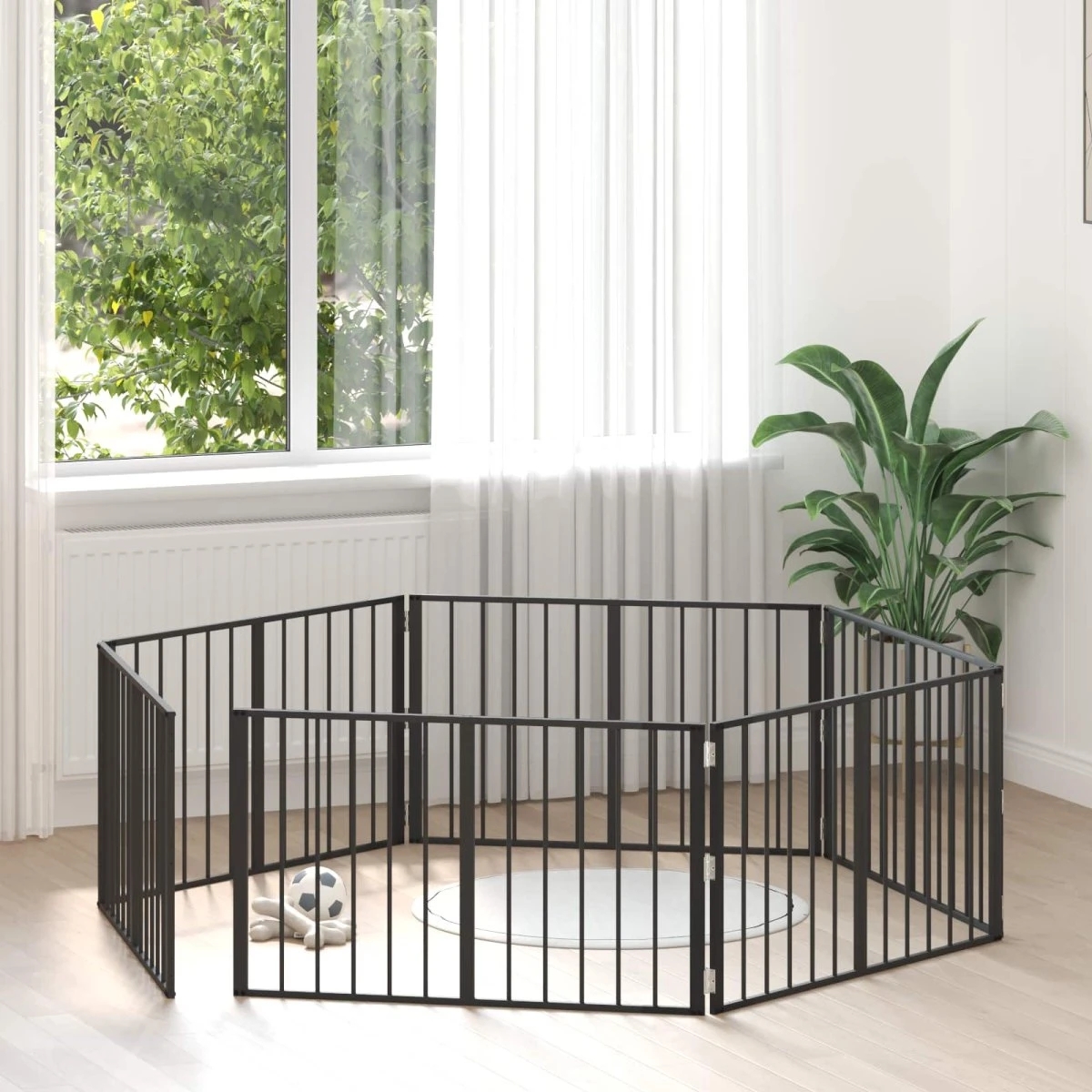vidaXL Hundedør 6 stk. Sort 100 x 60 cm Galvaniseret stål