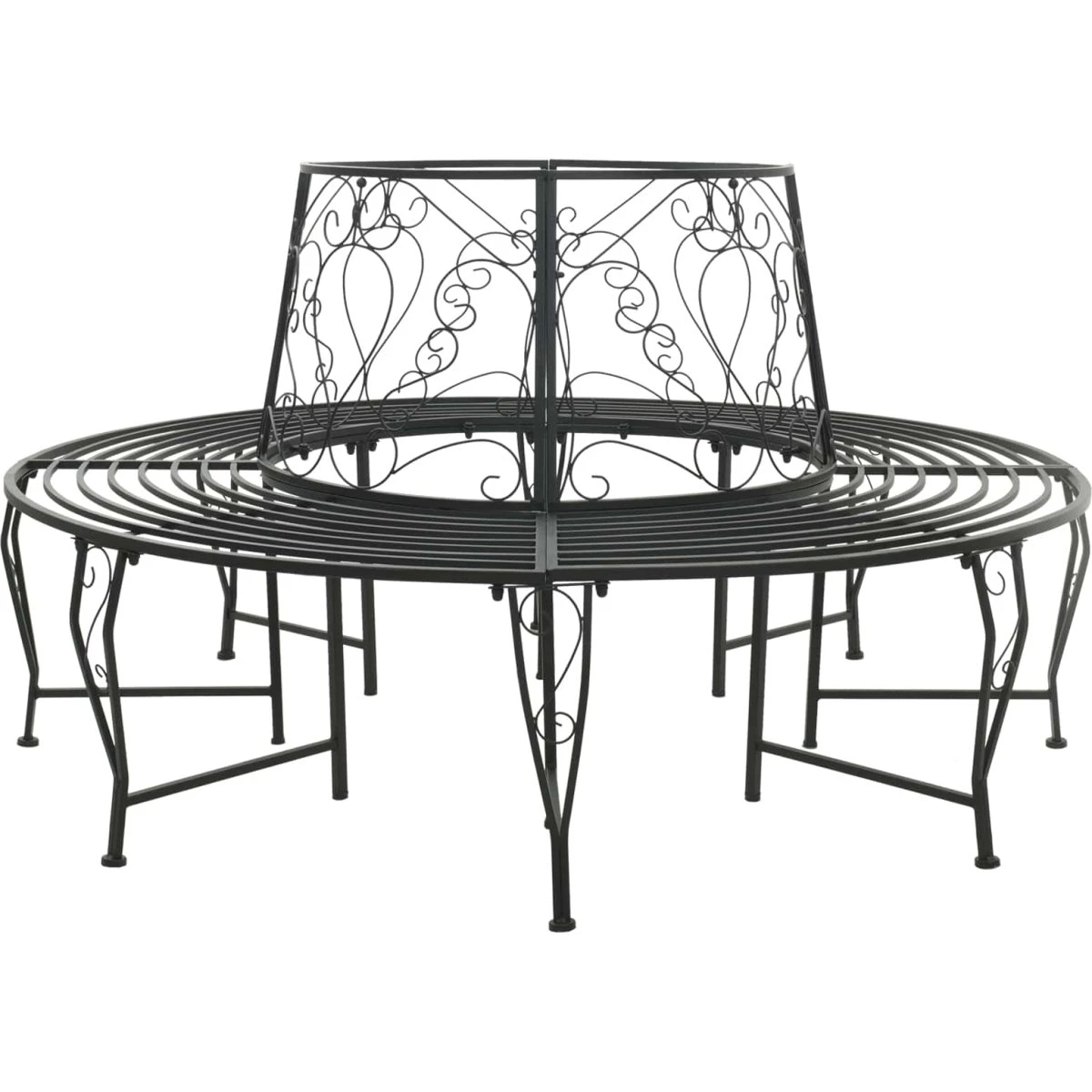 vidaXL Rund Træbænk 8-personers Ø 160 x 89 cm - Sort