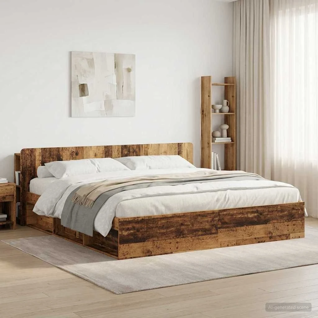 vidaXL Sengegavl med opbevaring i gammelt træ - 215 x 80 cm