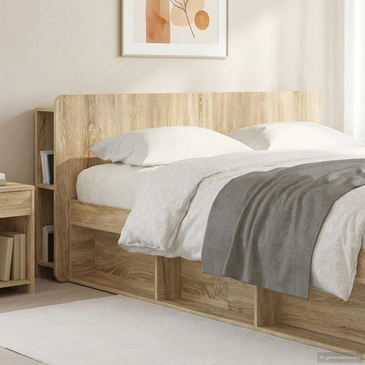 vidaXL Sengegavl med opbevaring i Sonoma-eg - 154 x 80 cm