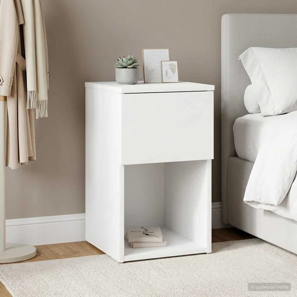 vidaXL Sengeskab Hvid 29 x 31,5 x 49 cm i Konstrueret Træ