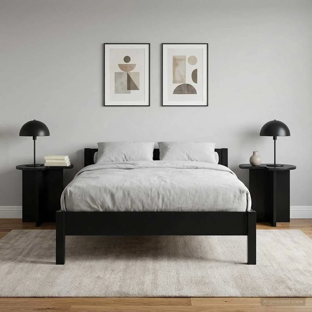 vidaXL Sidebord 2 stk. Sort Ø 39 x 38 cm i konstrueret træ