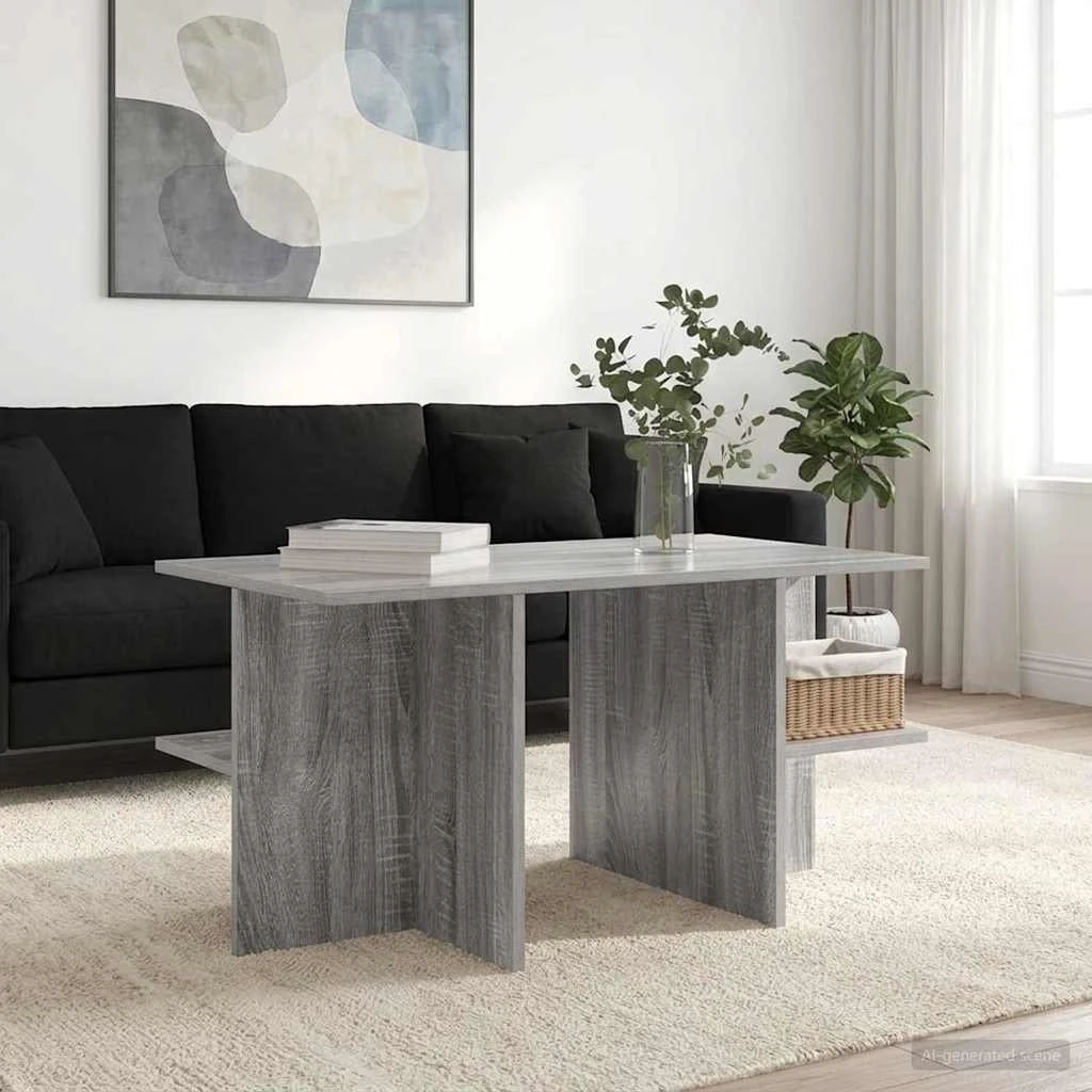 vidaXL Sofabord Grå Sonoma-eg 87 x 50 x 45 cm