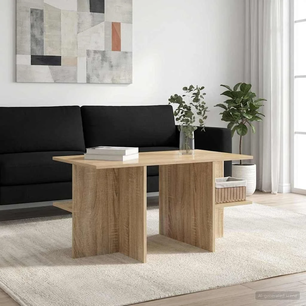 vidaXL Sofabord Sonoma-eg 87 x 50 x 45 cm i konstrueret træ