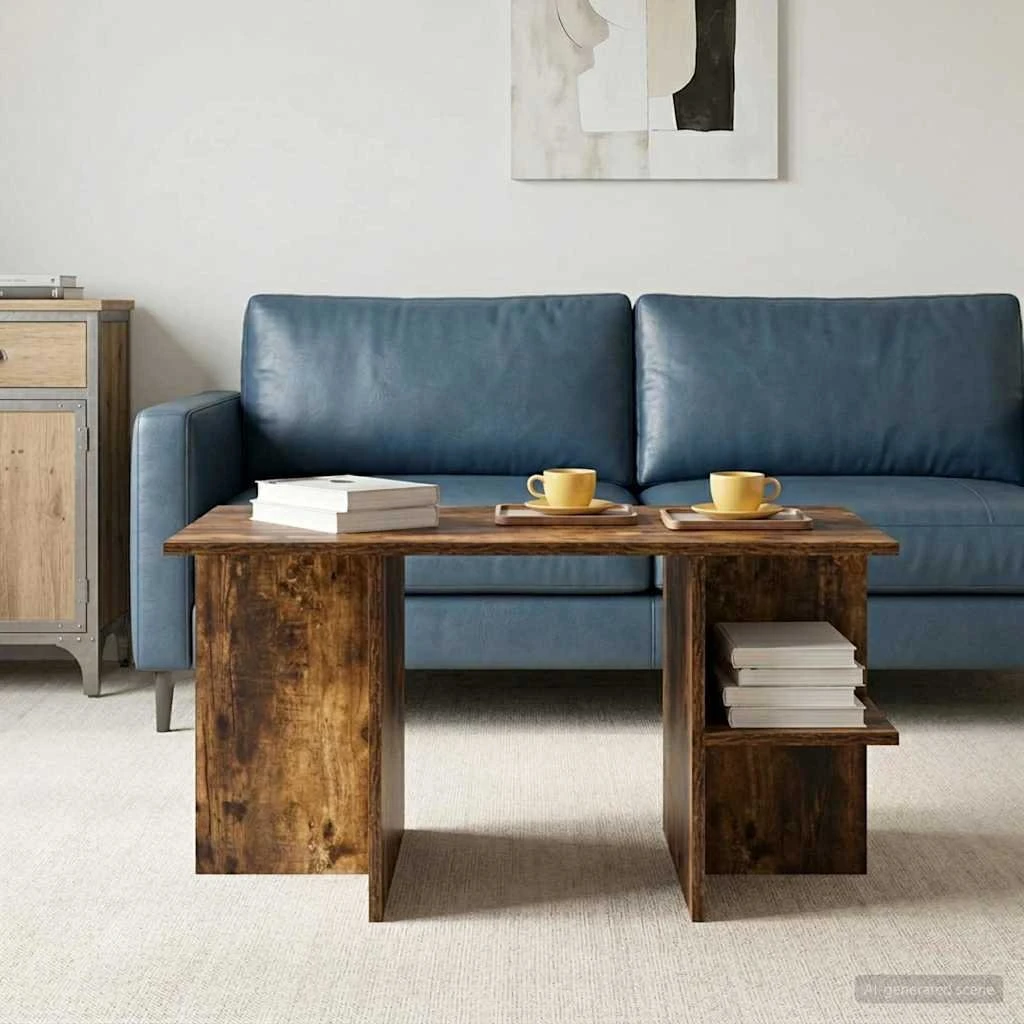 vidaXL Sofabord Røget Eg 87 x 50 x 45 cm - Konstrueret træ