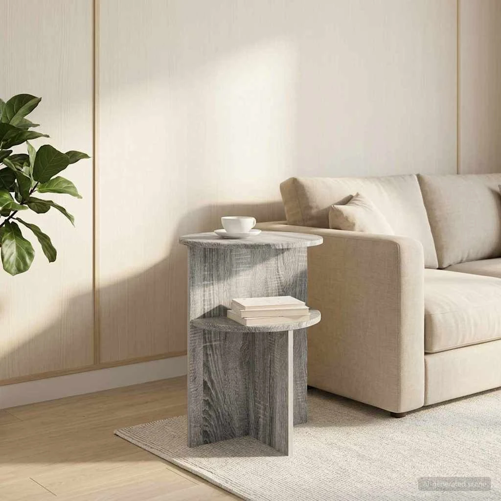 vidaXL Sidebord Grå Sonoma-eg Ø 39,5 x 55 cm