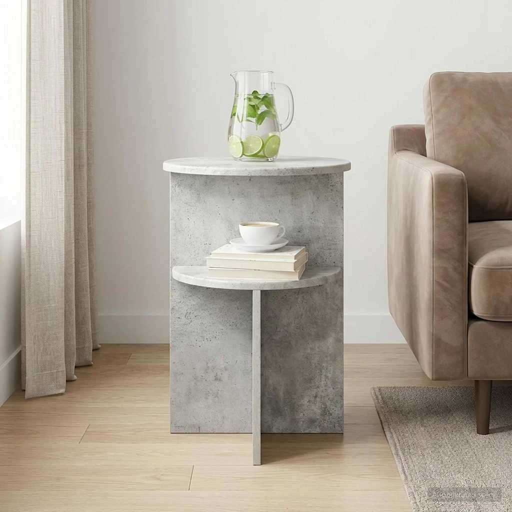 vidaXL Sidebord med opbevaring, Betongrå, Ø 39,5 x 55 cm