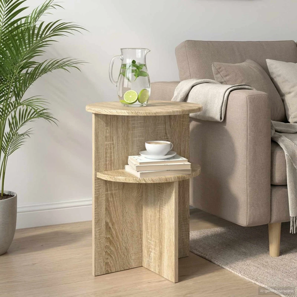 vidaXL Sidebord Sonoma-eg Ø 39,5 x 55 cm