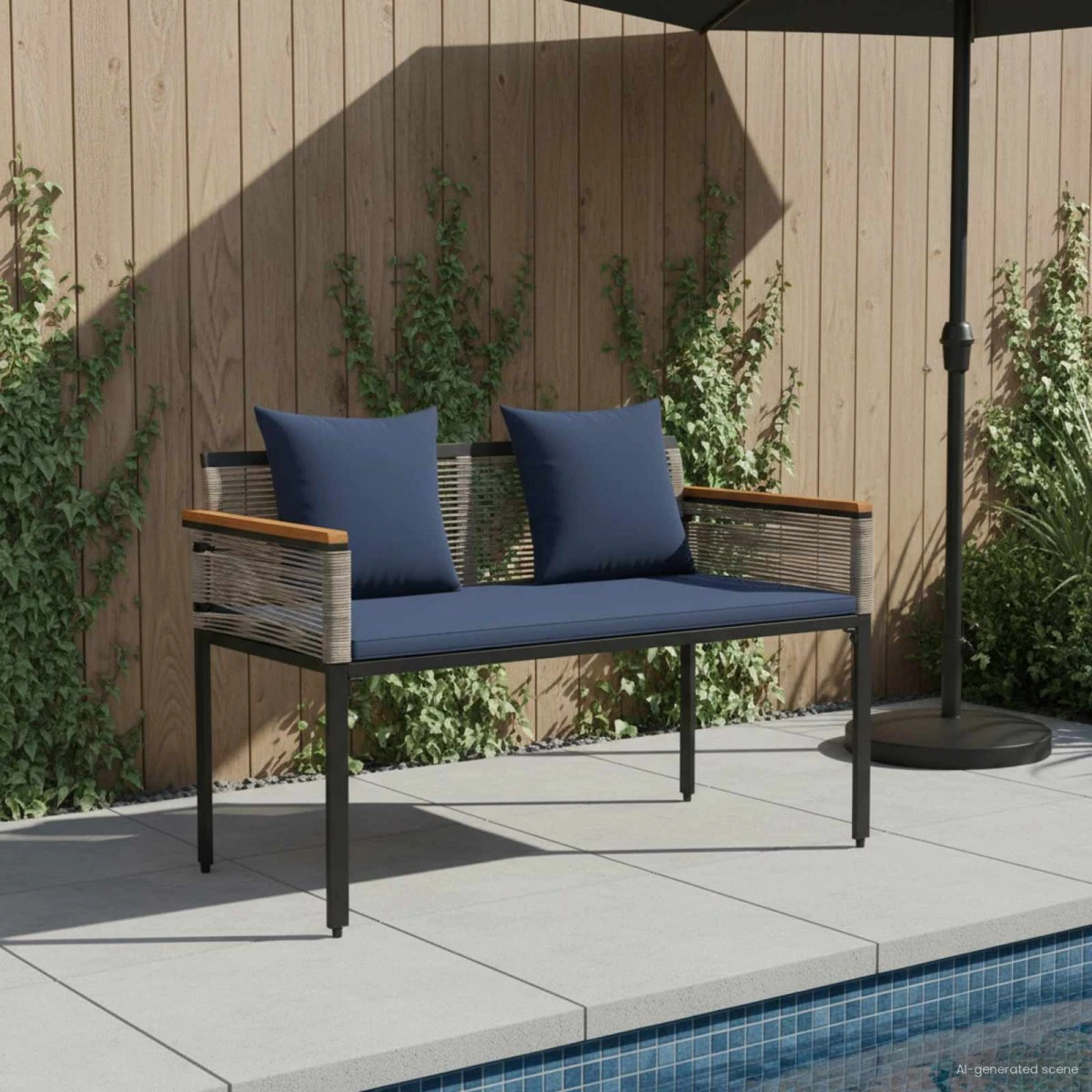 vidaXL Udendørs 2-personers bænk i polyrattan - 117 x 54 x 74,5 cm
