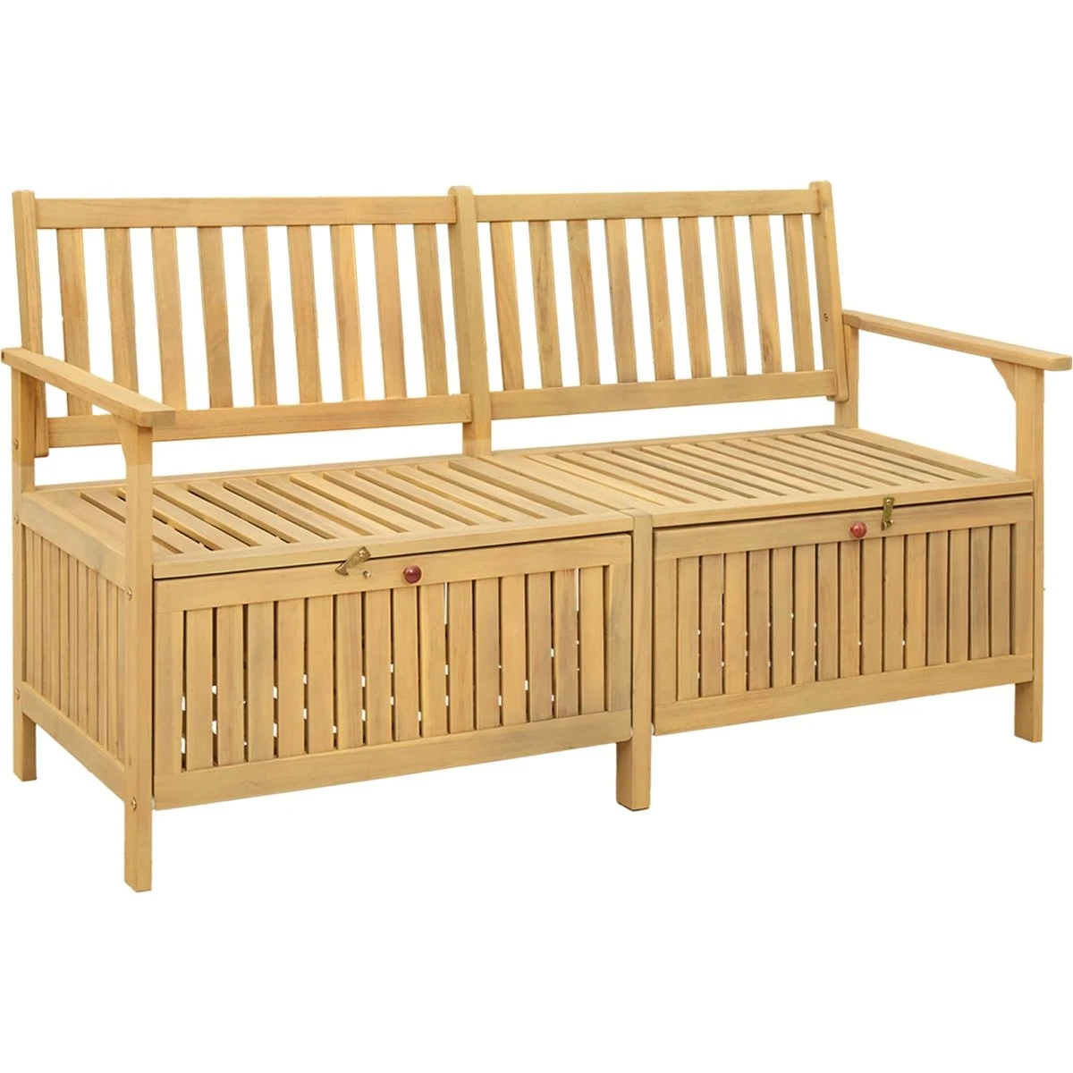 vidaXL Opbevaringsbænk i massiv akacie, 2-personer, 148x63x84 cm