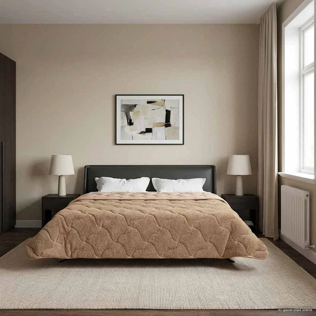 vidaXL Vinterdyne 200 x 220 cm - Gråbrun med Teddy Fleece