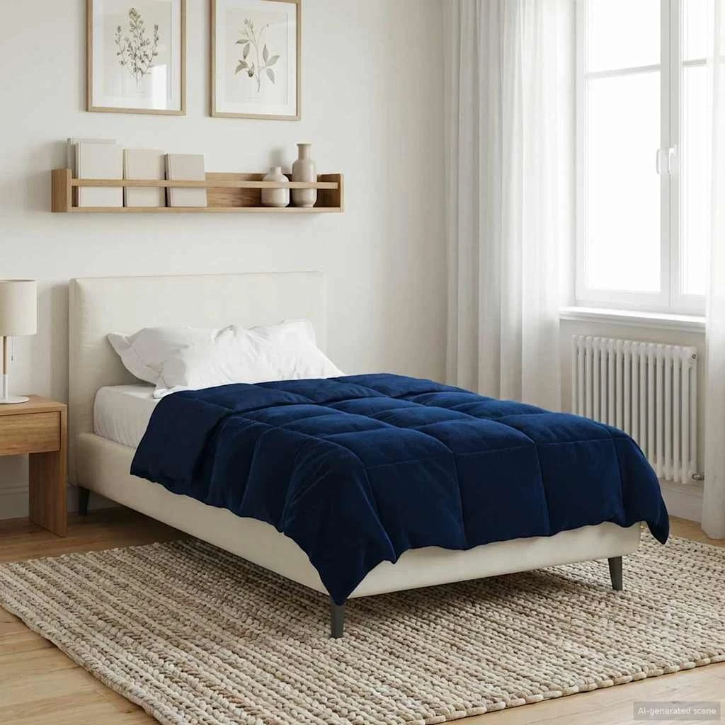 vidaXL Vinterdyne 140 x 220 cm i mørkeblå mikrofiber