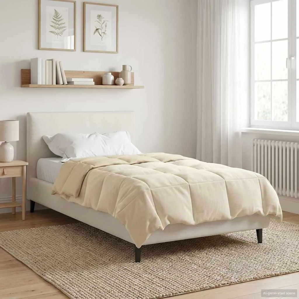 vidaXL Sommerdyne 155 x 220 cm Mikrofiber - Cremefarvet