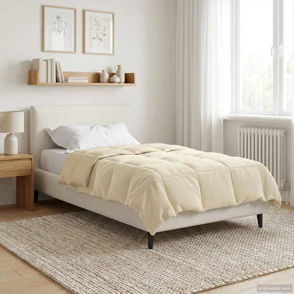 vidaXL Sommerdyne 155 x 200 cm - Cremefarvet Mikrofiber