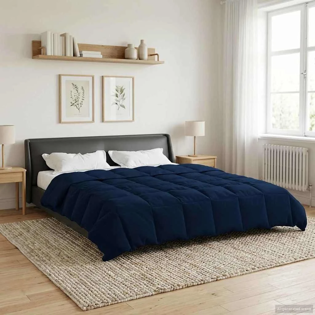vidaXL Sommerdyne 200x200 cm Mikrofiber - Mørkeblå