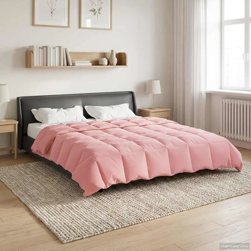 vidaXL Sommerdyne 220 x 240 cm i lyserød mikrofiber