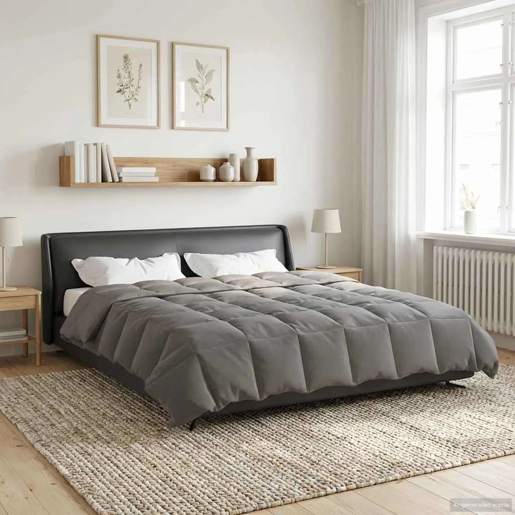 vidaXL Sommerdyne 200 x 220 cm Mikrofiber Lysegrå