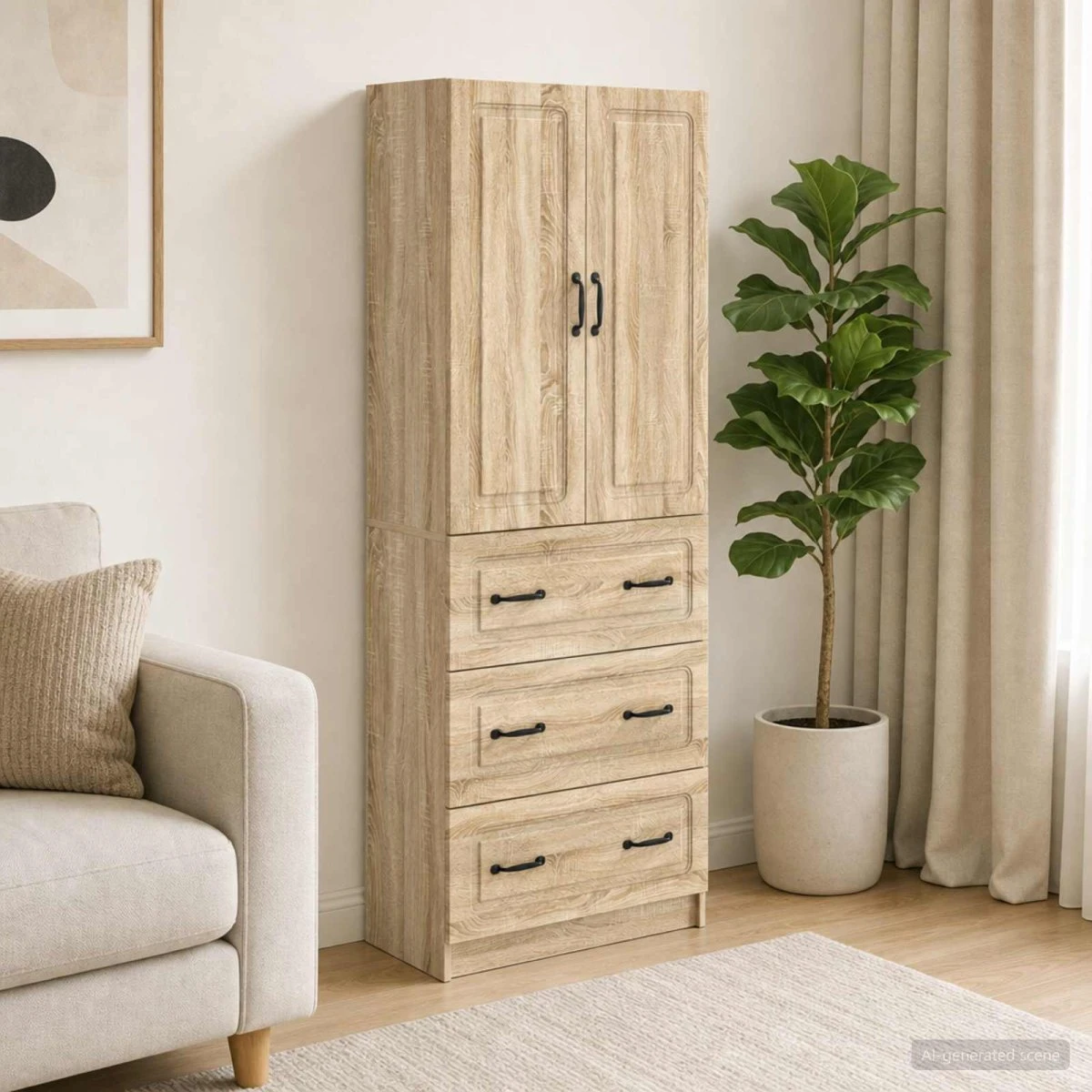 vidaXL Skab Sæt 2 stk. Sonoma-eg 66 x 34,5 x 87 cm