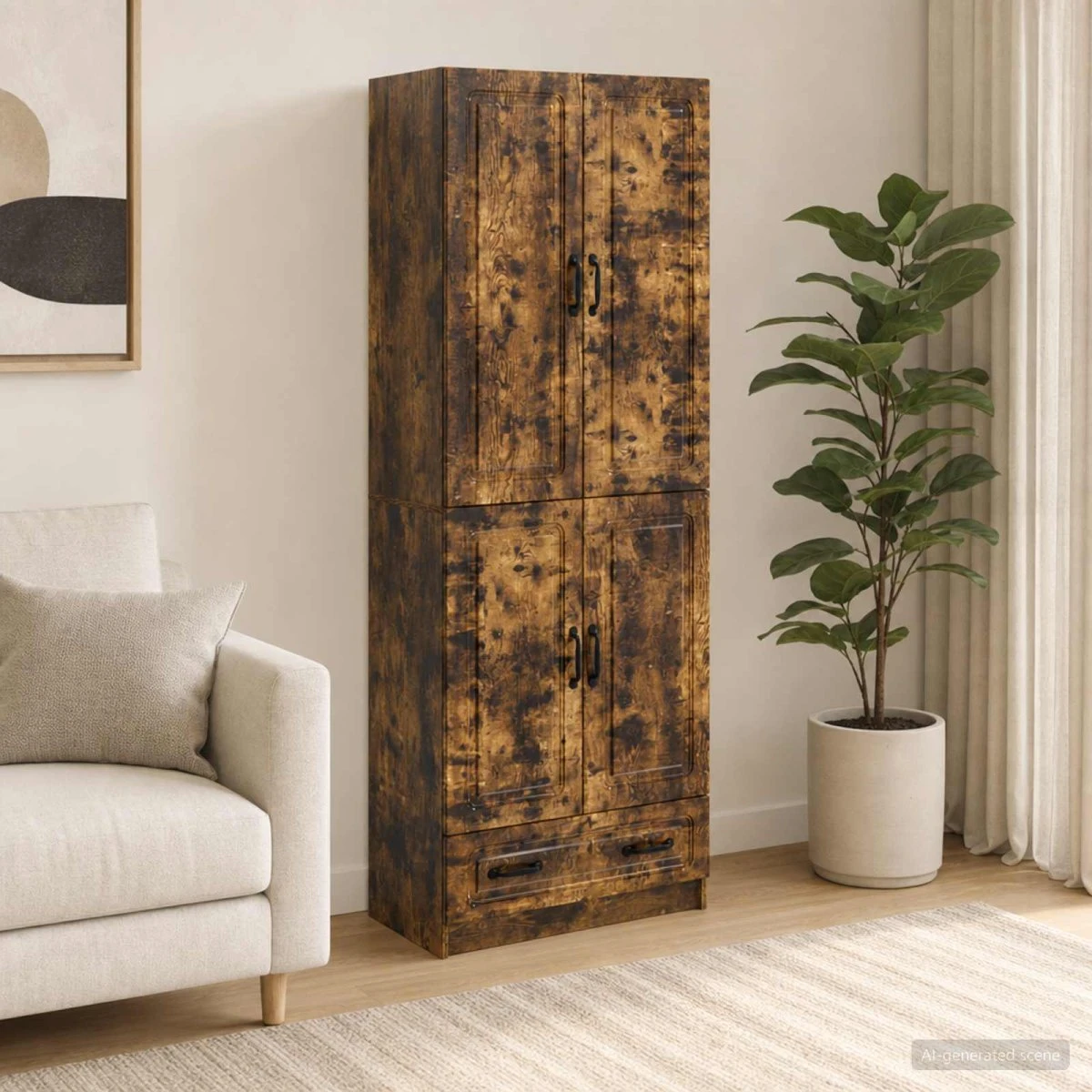 vidaXL Skab Sæt 2 stk. Røget eg 66 x 34,5 x 92 cm